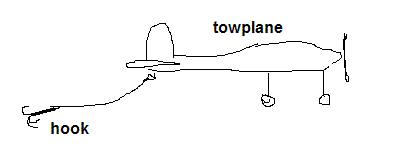 hook trailing behind towplane